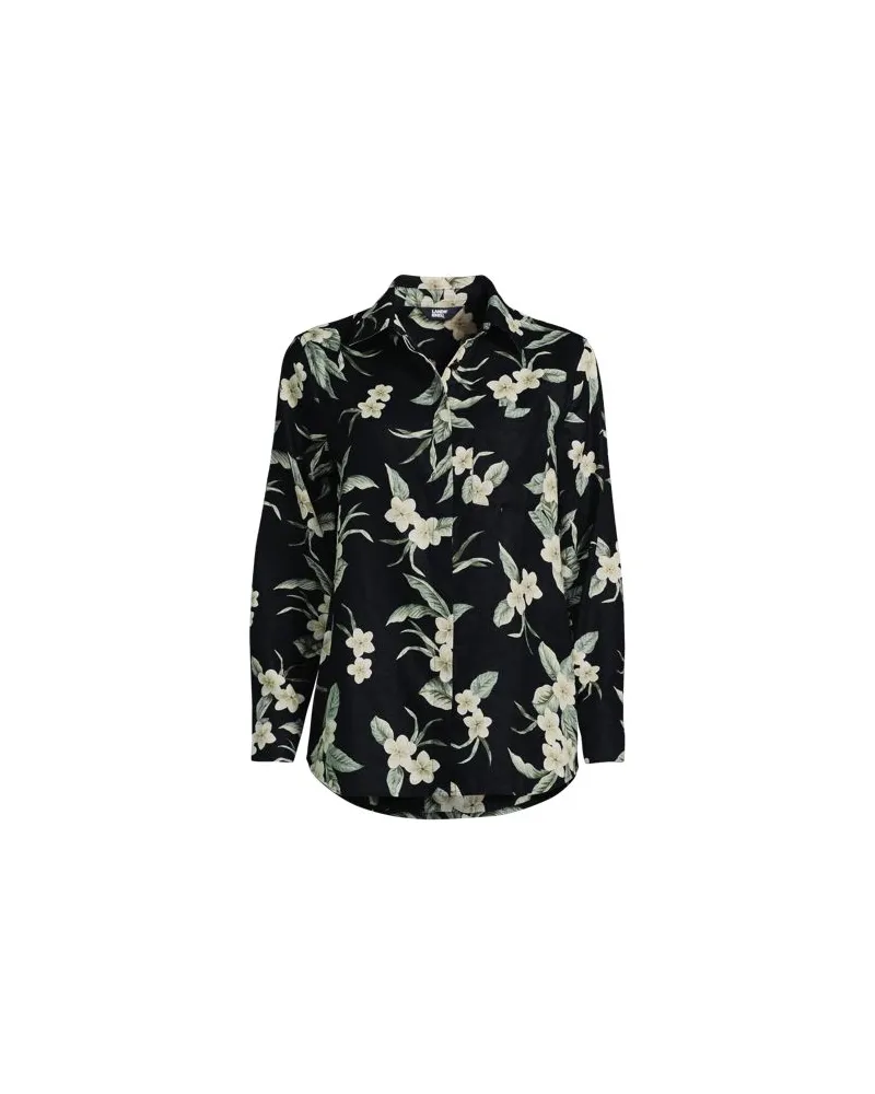 Lands' End Leinenbluse, Damen, Größe plus, Schwarz, Leinen, by Schwarz