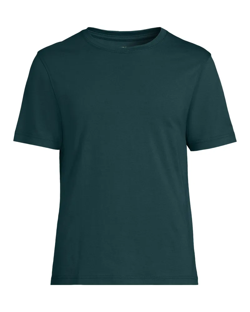 Lands' End Supima Kurzarm-Shirt mit Rundhalsausschnitt, Herren, Größe regular, Grün, Baumwolle, by Grün