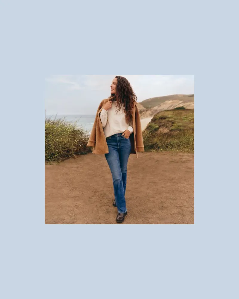 Lands' End Skinny Fit Recover Schlagjeans High Waist, Damen, Größe regular, Blau, Baumwolle/Elasthan/Polyester, by Blau