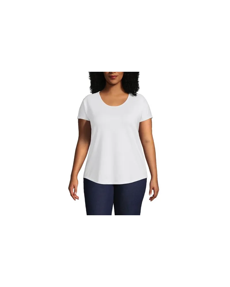Lands' End Shirt aus Baumwolle/Modal-Mix mit Ballett-Ausschnitt, Damen, Größe plus, Weiß, Baumwolle Modal, by Weiß
