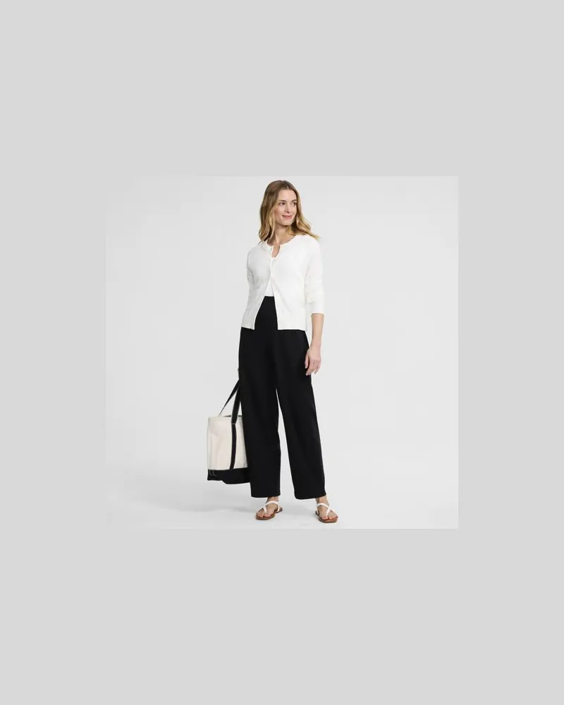 Lands' End Sport Knit Barrel-Hose High Waist, Damen, Größe regular, Schwarz, Baumwolle, by Schwarz