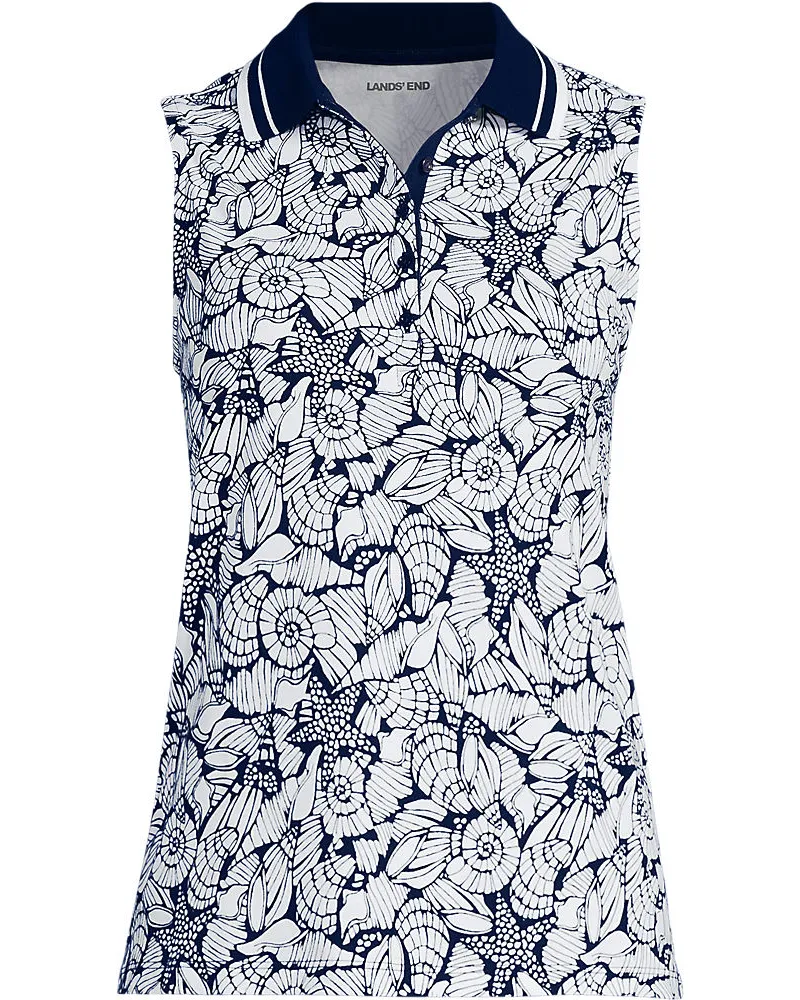 Lands' End Ärmelloses Supima-Poloshirt, Damen, Größe plus, Blau, Baumwolle, by Blau