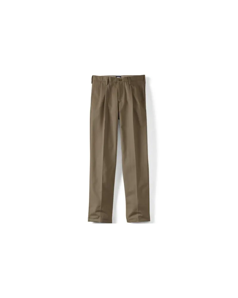 Lands' End CLASSIC COMFORT. Bügelleichte Chino mit Bundfalten, Herren, Größe regular, Braun, Baumwolle, by Braun