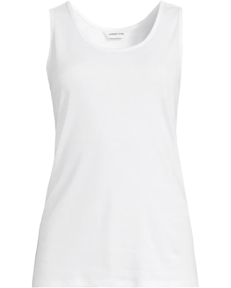 Lands' End Ärmelloses Top aus Baumwolle, Damen, Größe regular, Weiß, Baumwolle, by Weiß