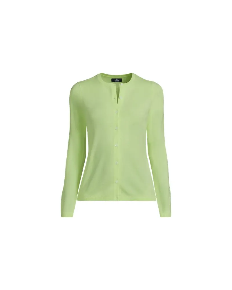 Lands' End Kaschmir-Cardigan mit rundem Ausschnitt, Damen, Größe plus, Grün, Kaschmir, by Grün