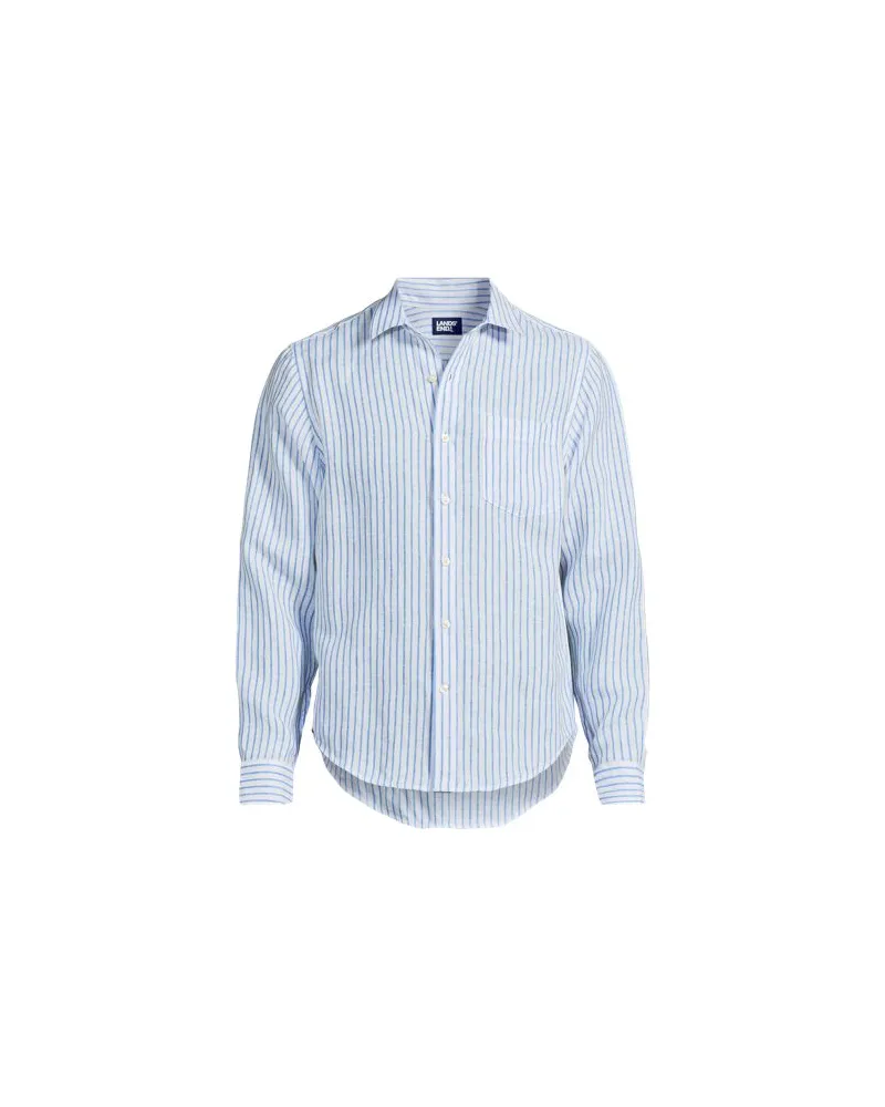 Lands' End Leinenhemd mit langen Ärmeln, Herren, Größe:44-46 regular, Blau, Leinen, by Blau