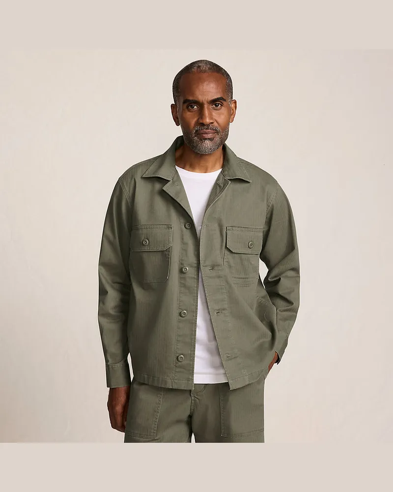 Lands' End Jacquard-Hemdjacke, Herren, GrÃ¶ÃŸe regular, GrÃ¼n, Baumwoll-Mischung, by Grã¼n
