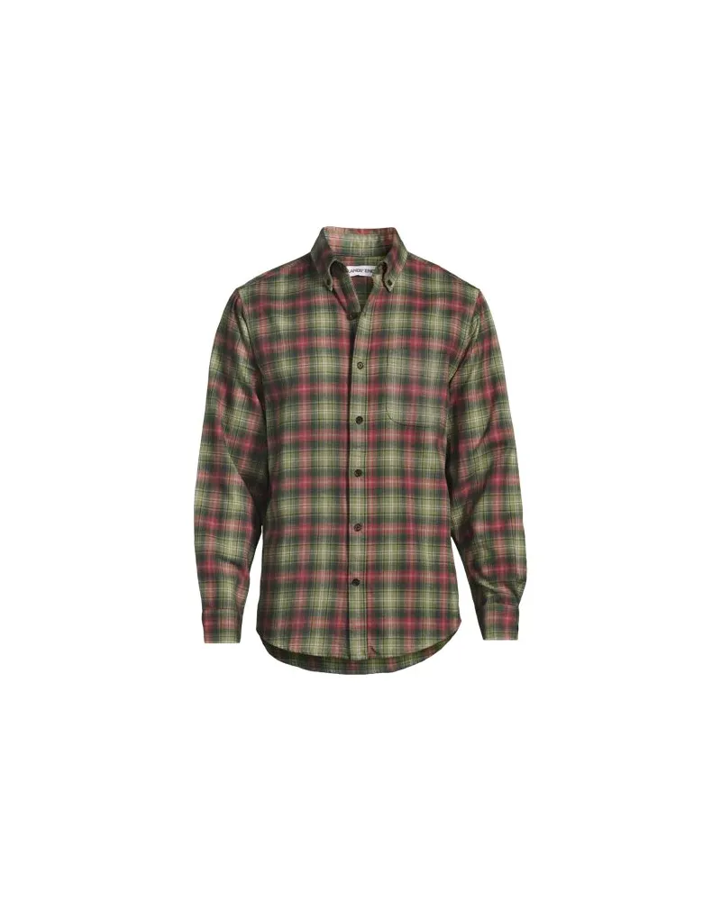 Lands' End Flanellhemd Flagship, Classic Fit, Herren, Größe:56-58 tall, Grün, Baumwolle/Baumwoll-Mischung/Polyester-Mischung, by Grün