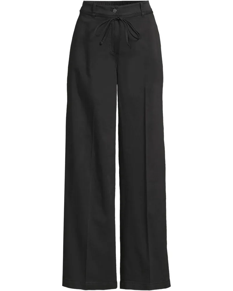 Lands' End Weite Chinos High Waist aus Lyocell-Mix, Damen, Größe regular, Schwarz, Baumwolle/Baumwoll-Mischung, by Schwarz