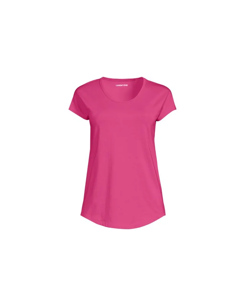 Lands' End Shirt aus Baumwolle/Modal-Mix mit Ballett-Ausschnitt, Damen, Größe petite, Pink, Baumwolle Modal, by Pink