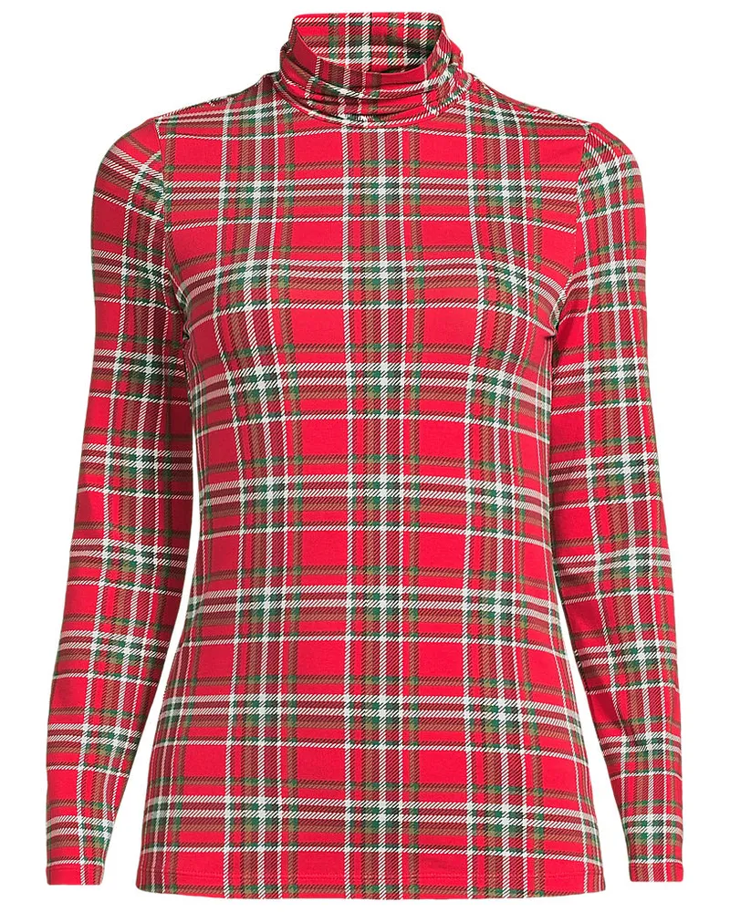 Lands' End Rollkragenshirt aus Baumwoll/Modalmix, Damen, Größe plus, Rot, Baumwolle/Elasthan/Baumwolle Modal, by Rot