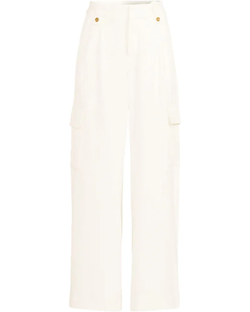 Lands' End Cargo-Bundfaltenhose mit weitem Bein, Damen, Größe:34 regular, Weiß, Elasthan/Viskose/Viskose-Mischung, by Weiß