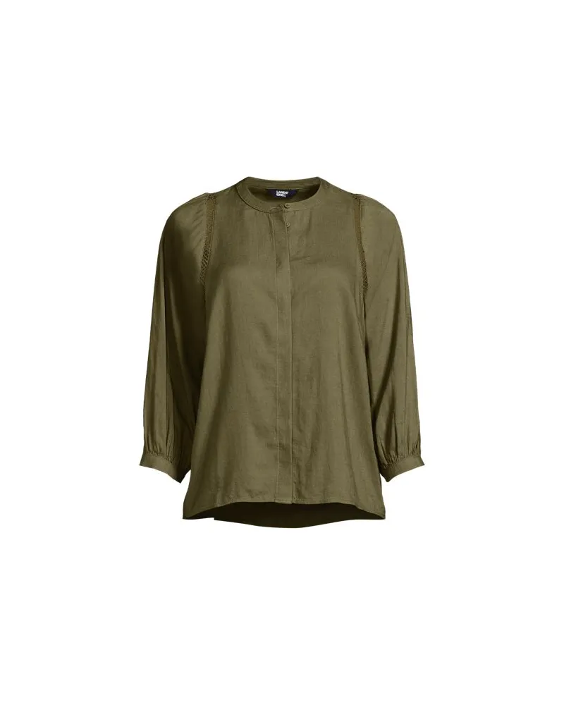 Lands' End Bluse im Leinenmix, Damen, Größe regular, Grün, Leinen/Viskose, by Grün