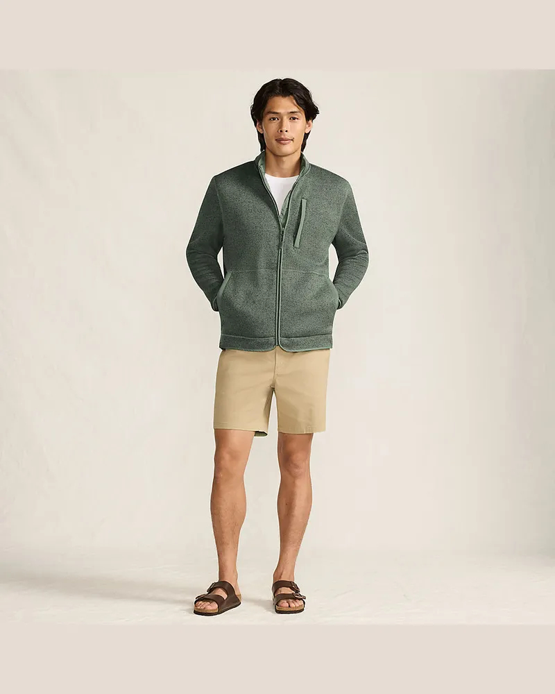 Lands' End Gefütterte Strickfleece-Jacke, Herren, Größe regular, Grün, Polyester, by Grün