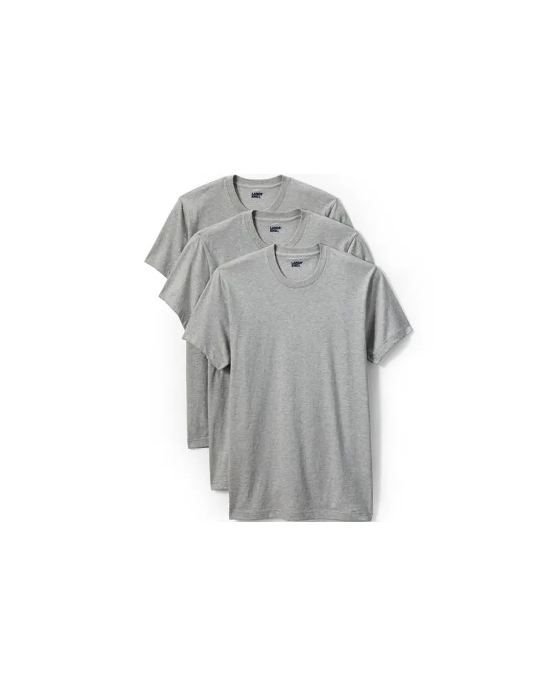 Lands' End Kurzarm-Shirt mit Rundhalsausschnitt (3er-Set), Herren, Größe:48-50 tall, Grau, Baumwolle, by Grau