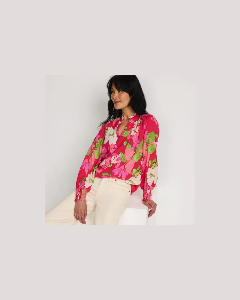 Lands' End Bluse mit Tunika-Ausschnitt, Damen, Größe regular, Pink, Viskose, by Pink
