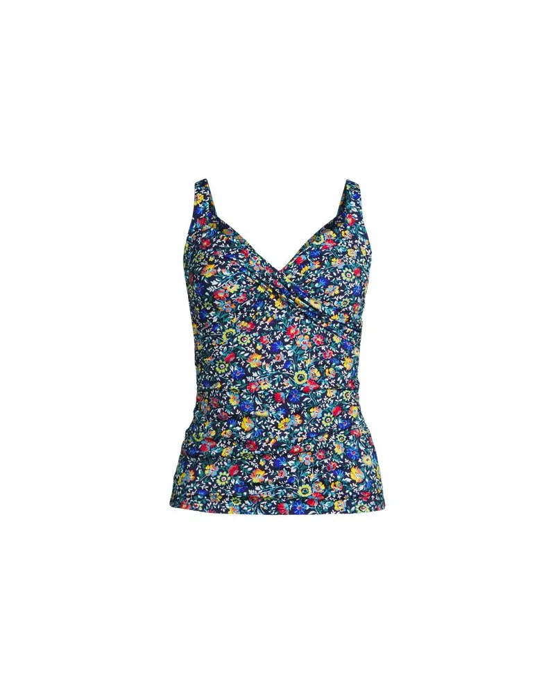 Lands' End Tankinitop CHLORRESISTENT mit V-Ausschnitt Gemustert, Damen, Größe regular, Blau, Nylon-Mischung, by Blau