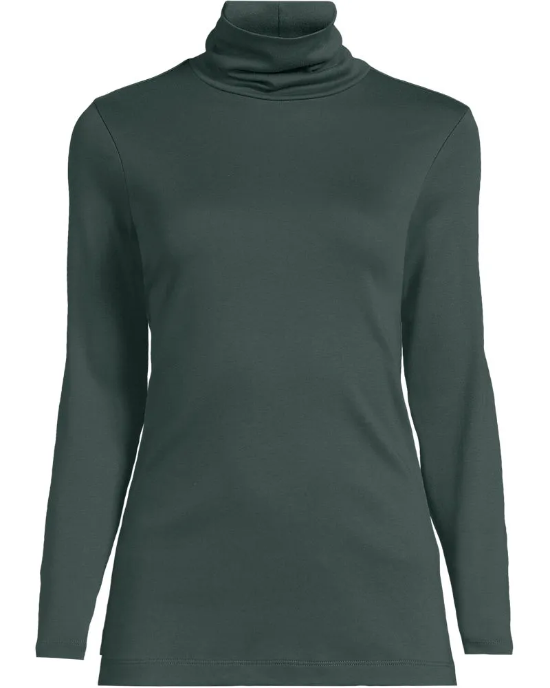 Lands' End Rollkragenshirt aus Supima, Damen, Größe petite, Grün, Baumwolle, by Grün