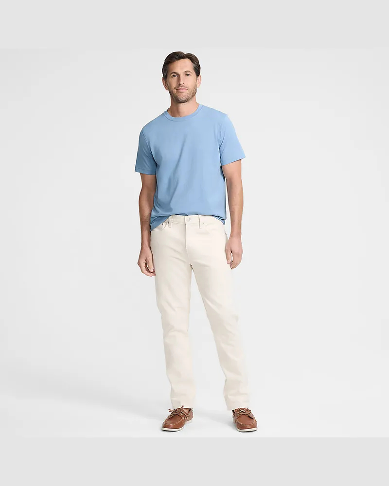 Lands' End Supima Kurzarm-Shirt mit Rundhalsausschnitt, Herren, Größe regular, Blau, Baumwolle, by Blau
