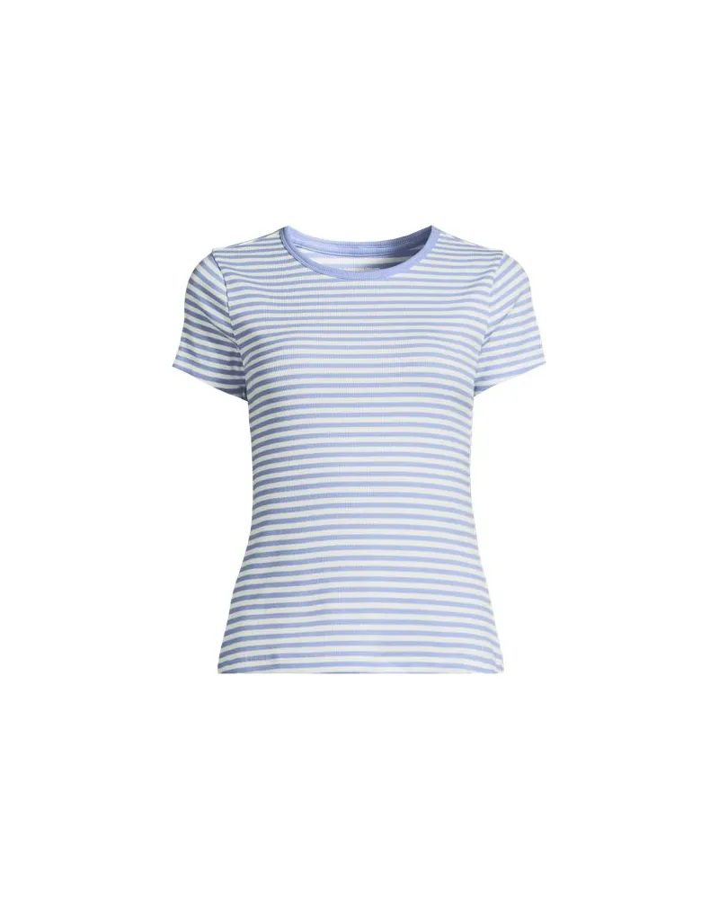 Lands' End Rippshirt mit kurzen Ärmeln, Damen, Größe plus, Blau, Elasthan/Baumwoll-Mischung, by Blau