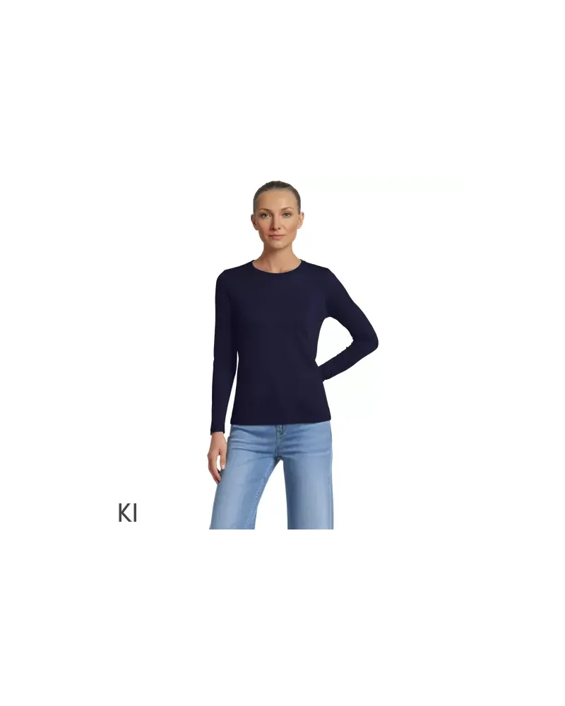 Lands' End Supima-Shirt, Langarm, Damen, Größe petite, Blau, Baumwolle, by Blau
