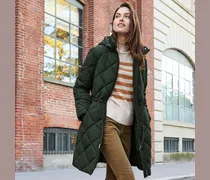 Steppmantel mit geraffter Taille, Damen, Größe regular, Grün, by