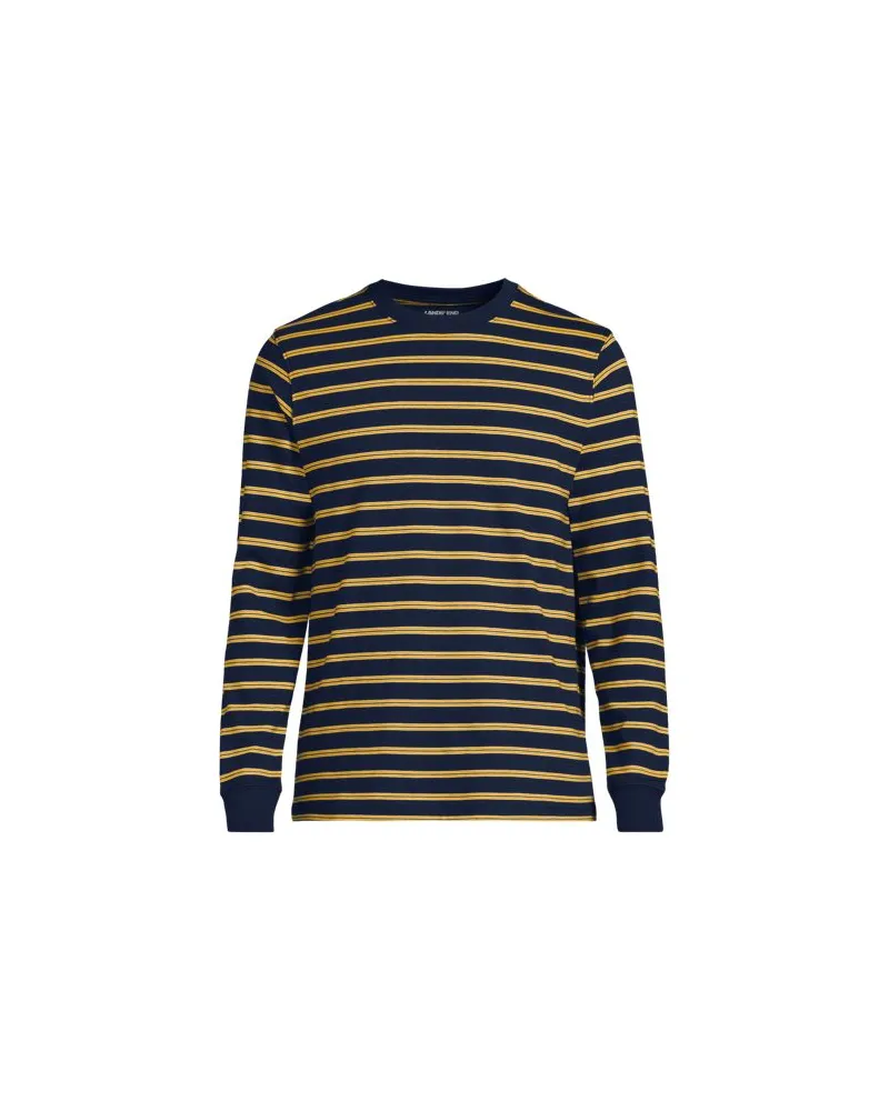 Lands' End Super-T Langarm-Shirt, Classic Fit, Herren, Größe regular, Blau, Baumwolle, by Blau
