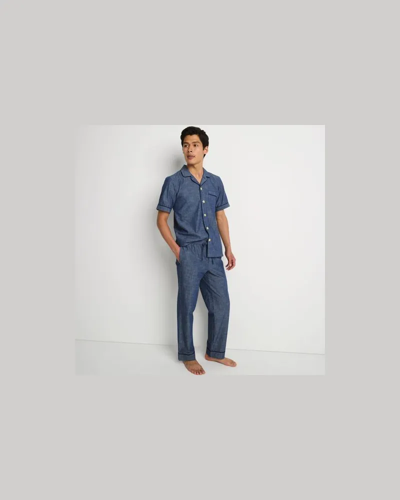 Lands' End Essenzielle Pyjama-Hose aus Baumwolle, Herren, Größe:44-46 regular, Blau, Baumwolle, by Blau