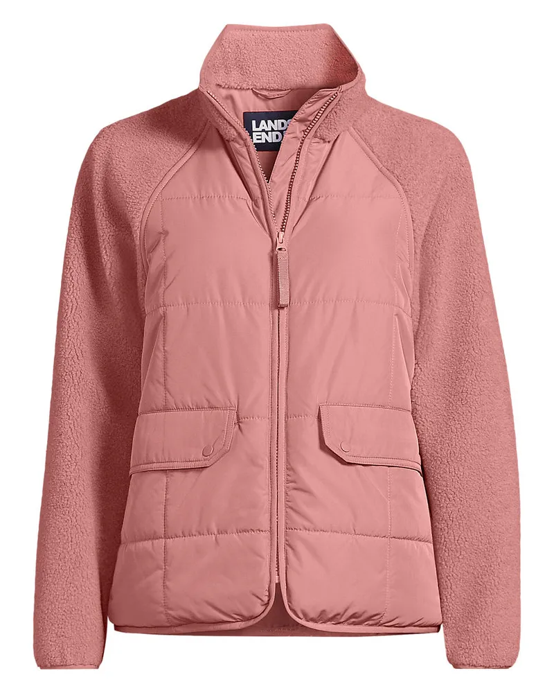 Lands' End Steppjacke mit Teddy-Ärmeln, Damen, Größe plus, Rot, Polyester, by Rot
