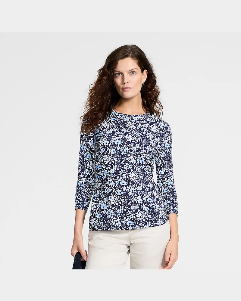Lands' End Schnelltrocknendes UPF 50 Sonnenschutz-Gartenshirt, Damen, Größe plus, Blau, Nylon-Mischung, by Blau