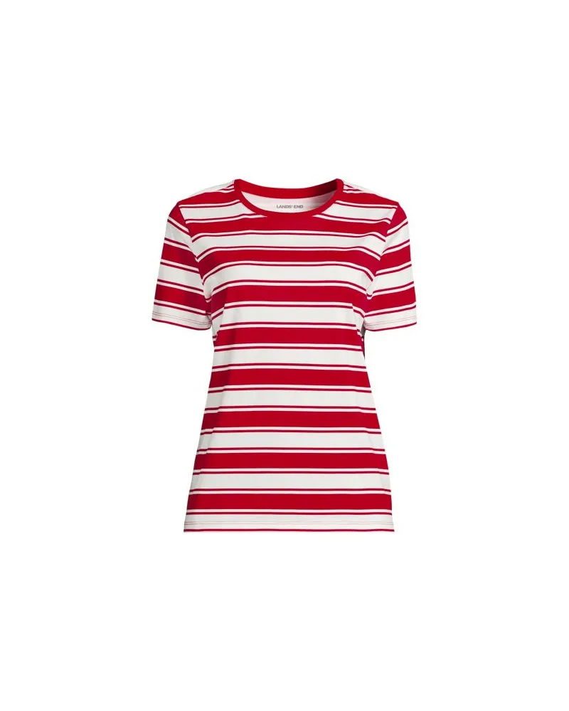 Lands' End Supima Kurzarm-Shirt mit rundem Ausschnitt, Damen, Größe plus, Rot, Baumwolle, by Rot