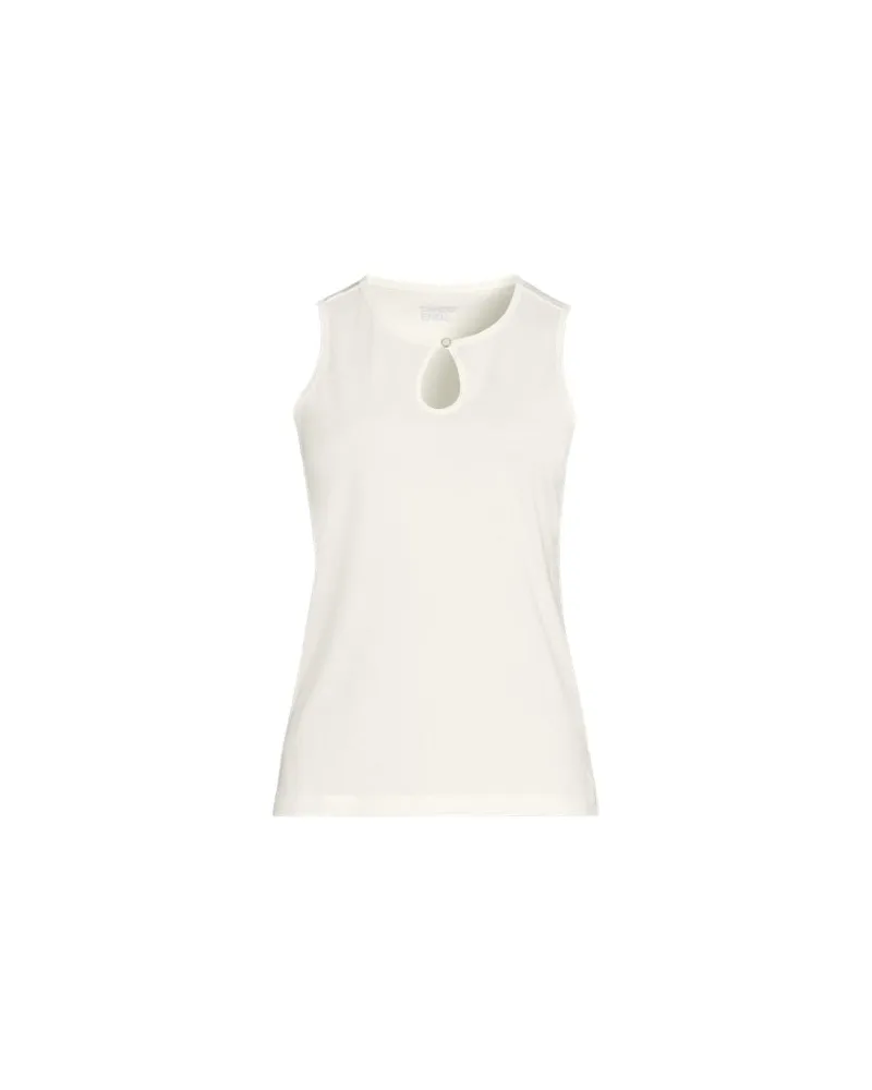 Lands' End Supima-Top mit Keyhole-Ausschnitt, Damen, Größe:44-46 regular, Weiß, Baumwolle, by Weiß