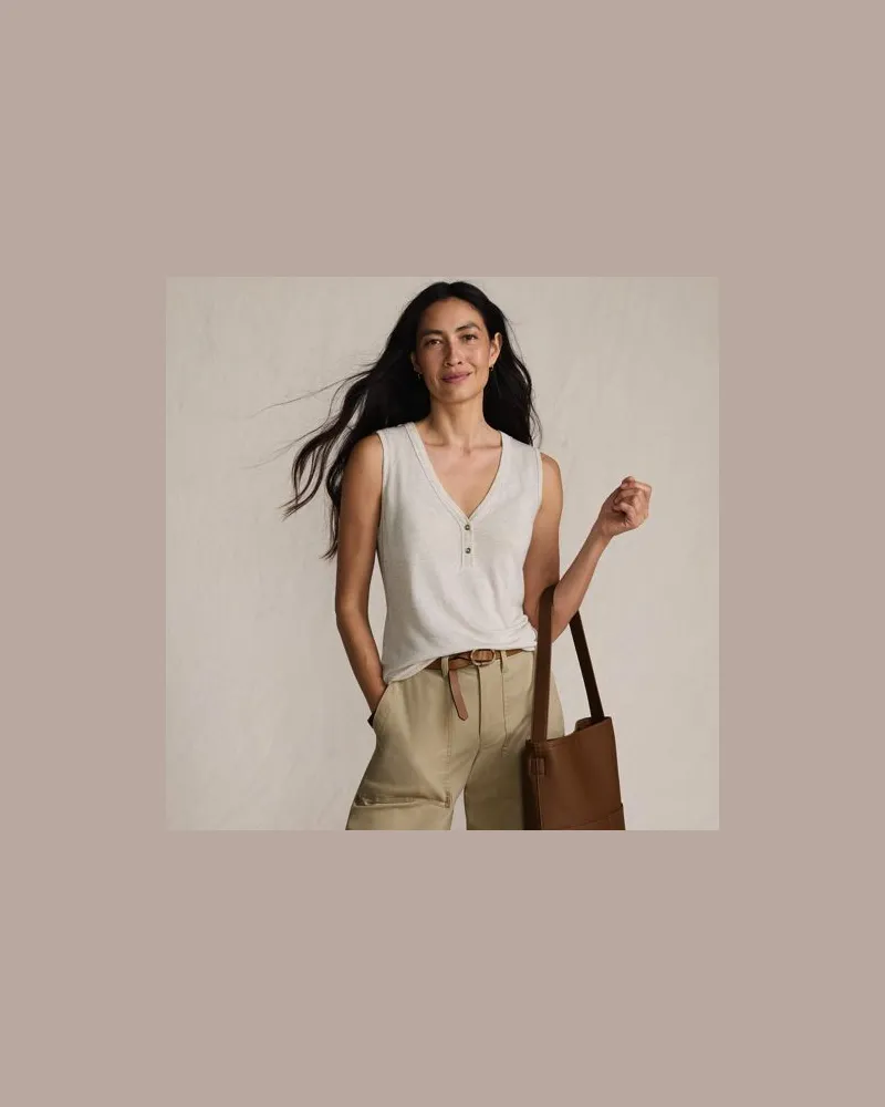 Lands' End Top aus Leinenmix, Damen, Größe:40-42 regular, Beige, Baumwolle/Leinen/Baumwoll-Mischung, by Beige