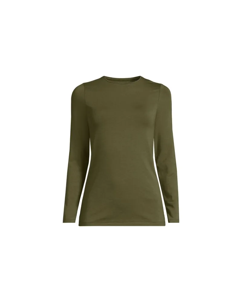 Lands' End Shirt aus Baumwolle/Modal-Mix mit Rundausschnitt, Damen, Größe:32-34 petite, Grün, Baumwolle Modal, by Grün