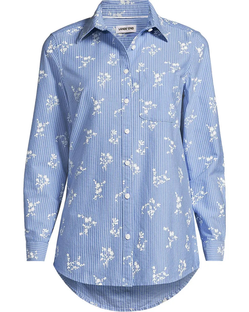 Lands' End Langarm Oxford-Hemd, Damen, Größe plus, Blau, Baumwolle, by Blau
