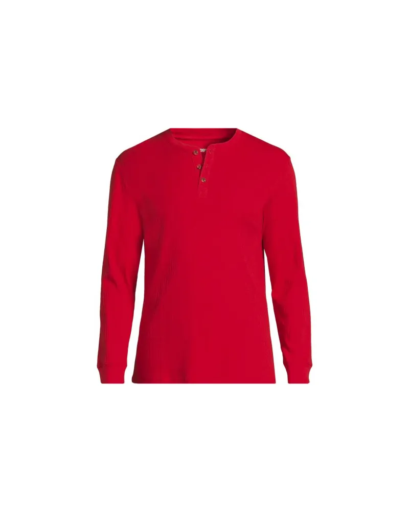 Lands' End Henley-Schlafshirt, Herren, Größe regular, Rot, Baumwolle, by Rot