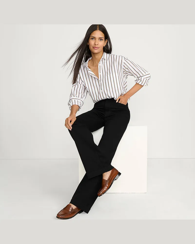Lands' End Jeans High Waist mit weitem Bein Farbig, Damen, Größe regular, Schwarz, Baumwoll-Mischung/Polyester-Mischung, by Schwarz