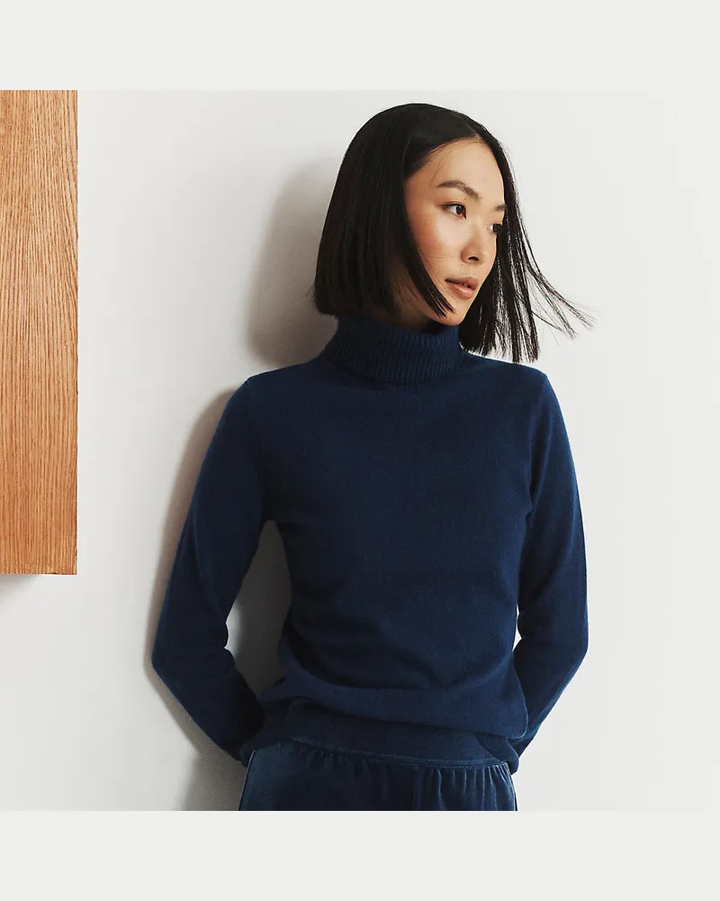 Lands' End Rollkragen-Pullover aus Kaschmir, Damen, Größe regular, Blau, Kaschmir, by Blau