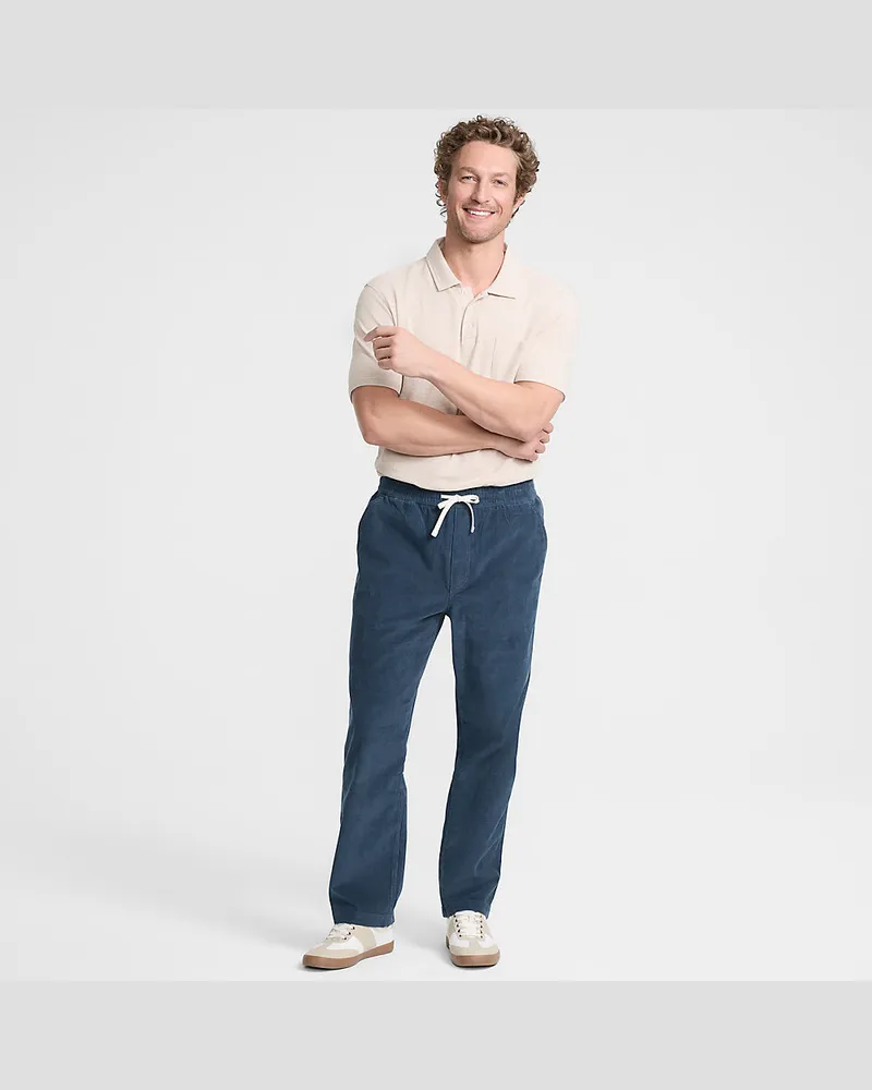 Lands' End Classic Fit Schlupfbund-Feincordhose, Herren, Größe regular, Blau, Baumwolle, by Blau