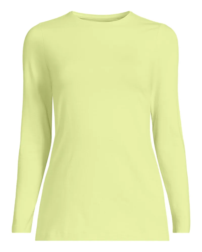 Lands' End Shirt aus Baumwolle/Modal-Mix mit Rundausschnitt, Damen, Größe regular, Grün, Elasthan/Baumwolle Modal, by Grün