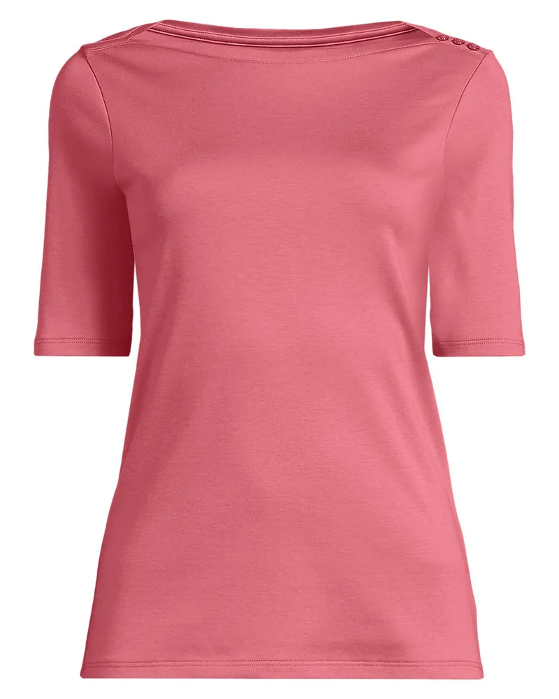 Lands' End Supima-Shirt aus Baumwolle mit U-Boot-Ausschnitt, Damen, Größe plus, Rot, Baumwolle, by Rot