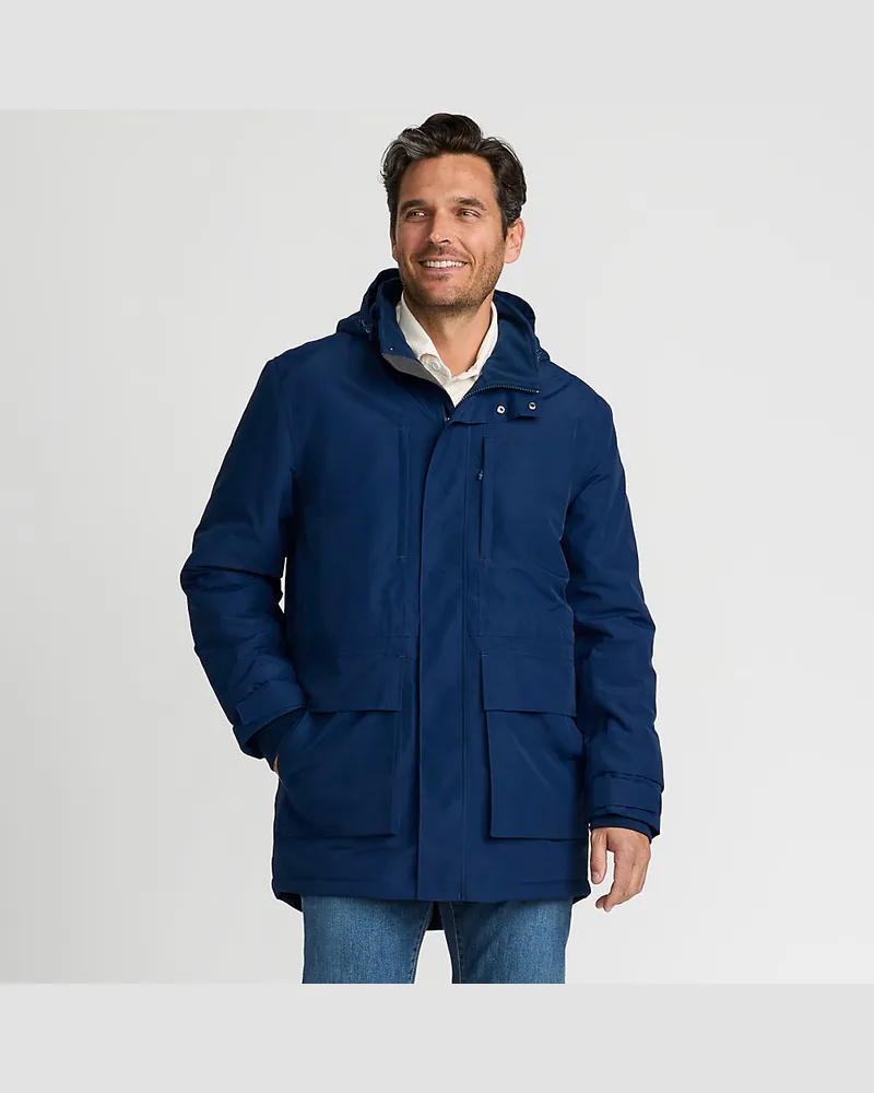 Lands' End Wasserdichter, isolierter Squall-Parka, Herren, Größe regular, Blau, Nylon, by Blau