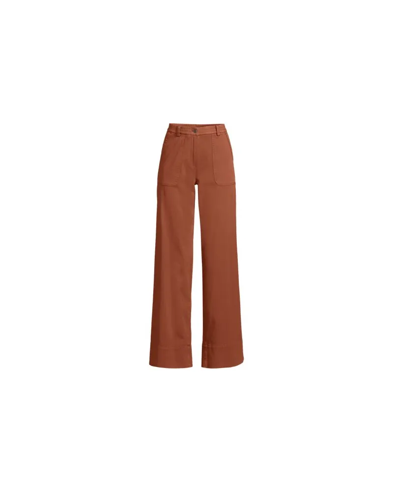 Lands' End Lange Chino-Hose Mid Waist, Damen, Größe petite, Orange, Baumwolle/Lyocell (Viskose)/Baumwoll-Mischung, by Orange