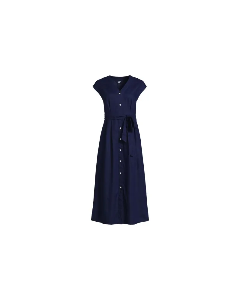 Lands' End Midikleid aus Leinen, Damen, Größe:44-46 petite, Blau, by Blau