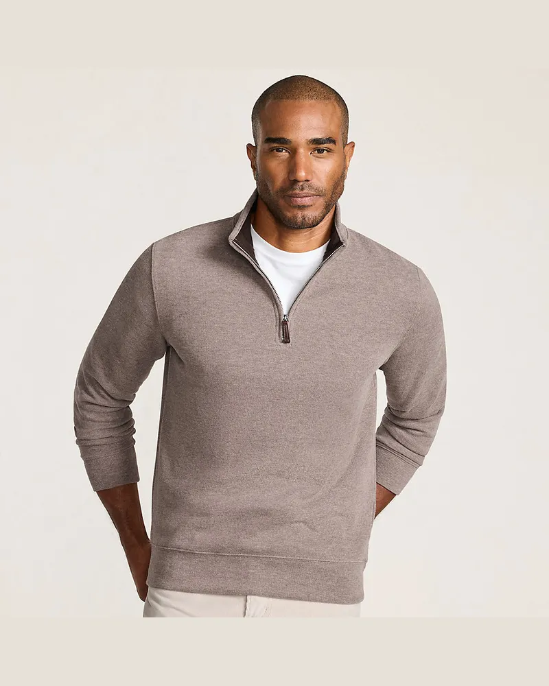 Lands' End Reißverschluss-Pullover aus Bedford-Ripp, Herren, Größe regular, Braun, Baumwolle, by Braun
