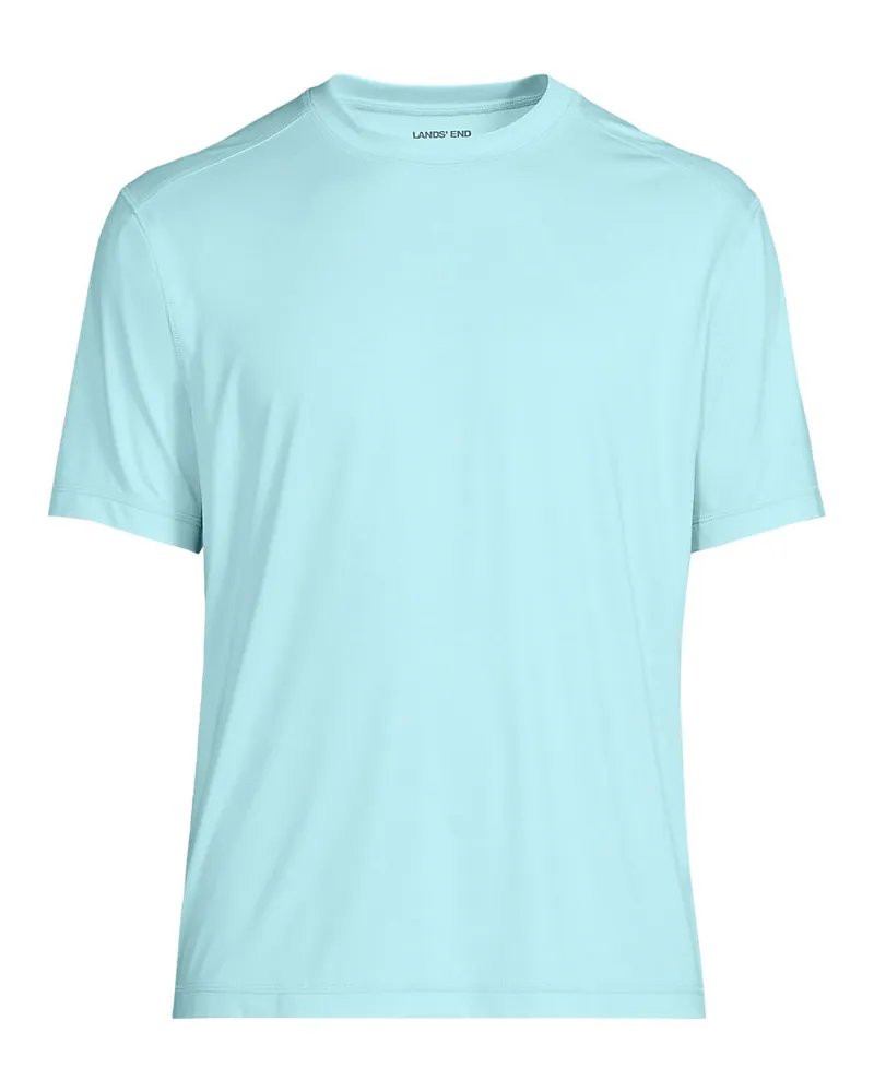 Lands' End Kurzarm-Badeshirt, Herren, Größe regular, Blau, by Blau