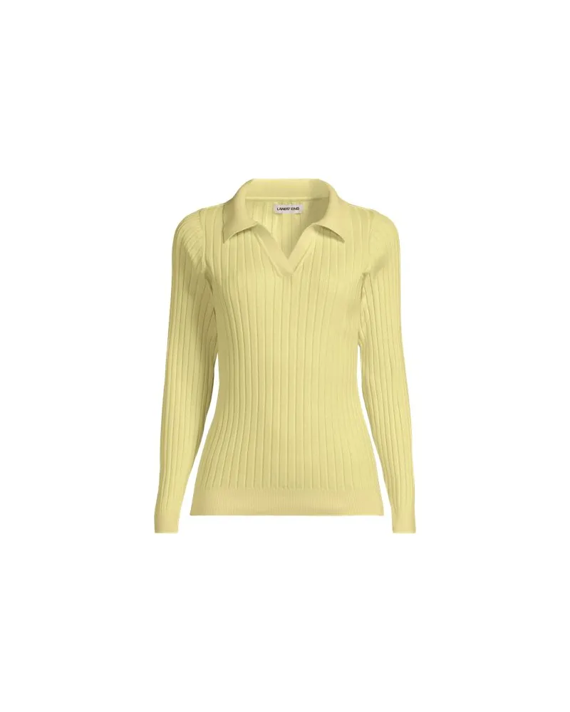 Lands' End Polopullover aus Seidenmix, Damen, Größe regular, Gelb, Baumwolle/Seide/Kunstseide, by Gelb
