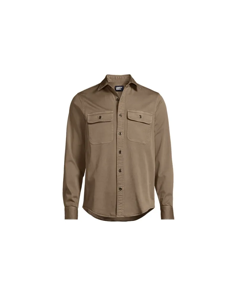 Lands' End Garngefärbte Hemdjacke, Herren, Größe:48-50 regular, Braun, Elasthan/Lyocell (Viskose)/Viskose, by Braun
