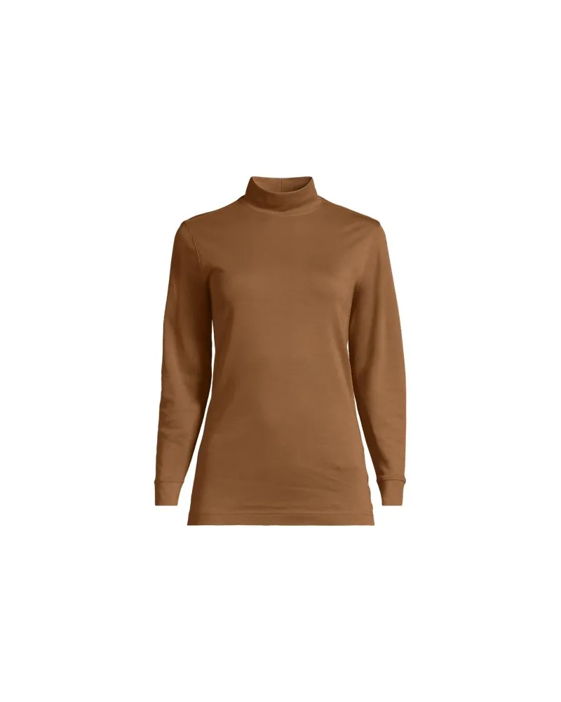 Lands' End Baumwoll-Stehkragenshirt, Damen, Größe regular, Beige, Baumwolle, by Beige
