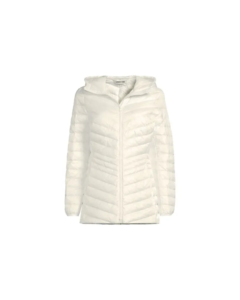 Lands' End Daunenjacke WANDERWEIGHT Verstaubar Ultraleicht mit Kapuze, Damen, Größe regular, Weiß, Nylon/Daunen, by Weiß